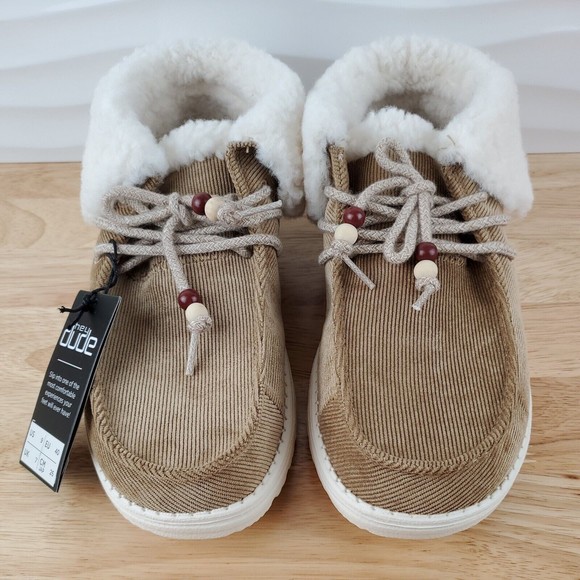 Hey Dude Britt Womens Brown Nut Corduroy Flip Cuff Slip On Booties Shoes - Picture 6 of 16